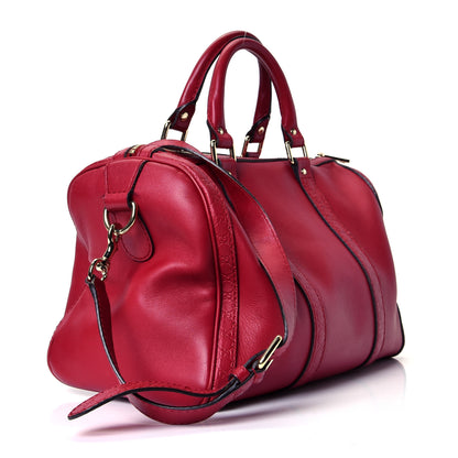 Gucci Calfskin Microguccissima Trim Medium Boston Raspberry Red 2 of 4