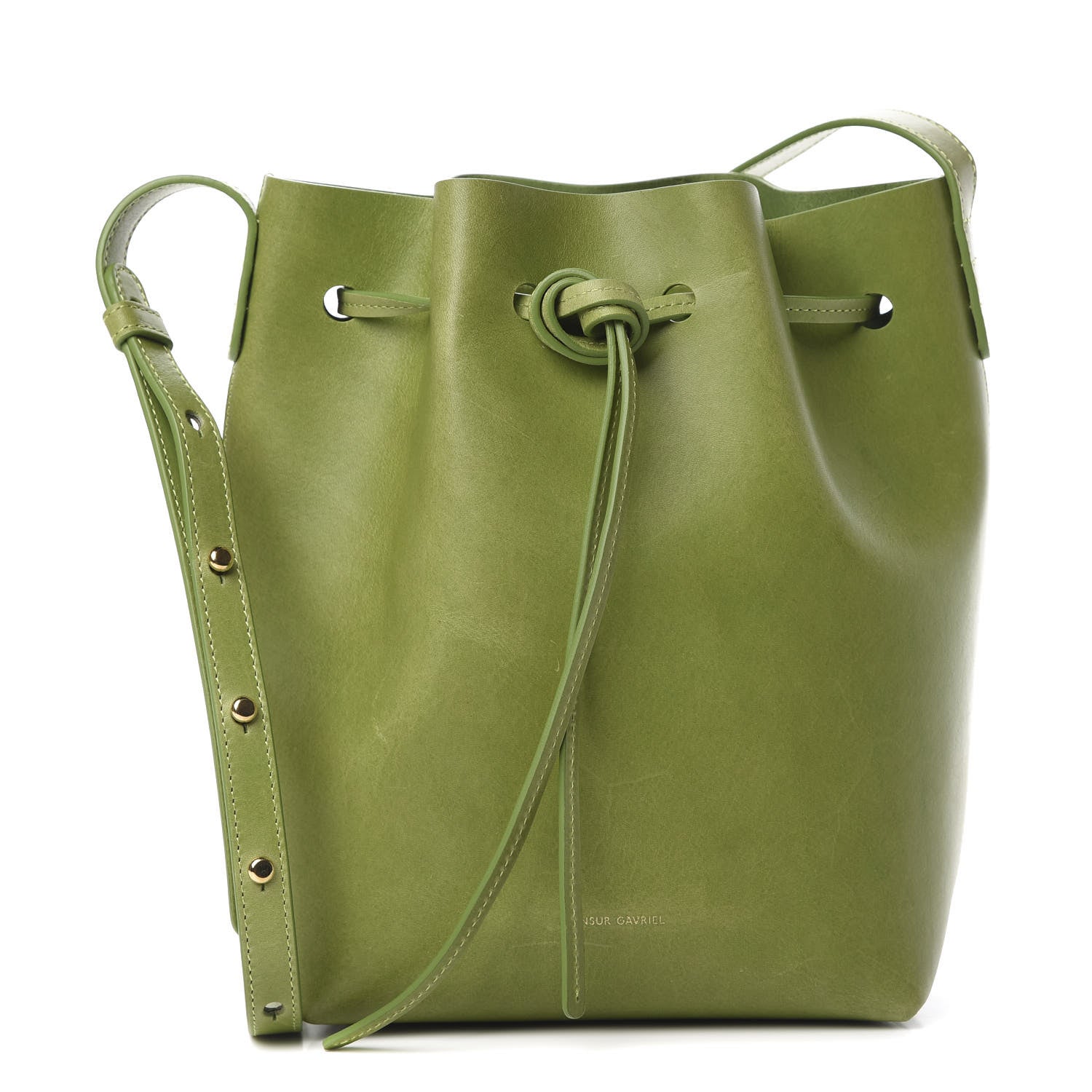 Mansur Gavriel Vegetable Tanned Calfskin Mini Bucket Bag Verde Raw 1 of 22