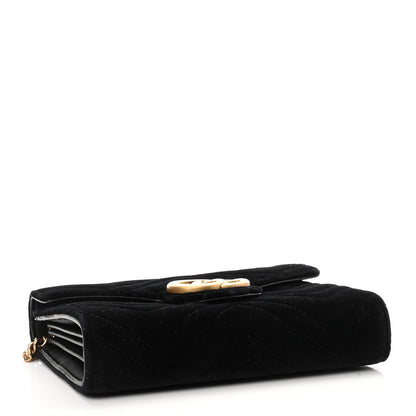 Gucci Velvet Matelasse GG Marmont Chain Wallet Black 4 of 12