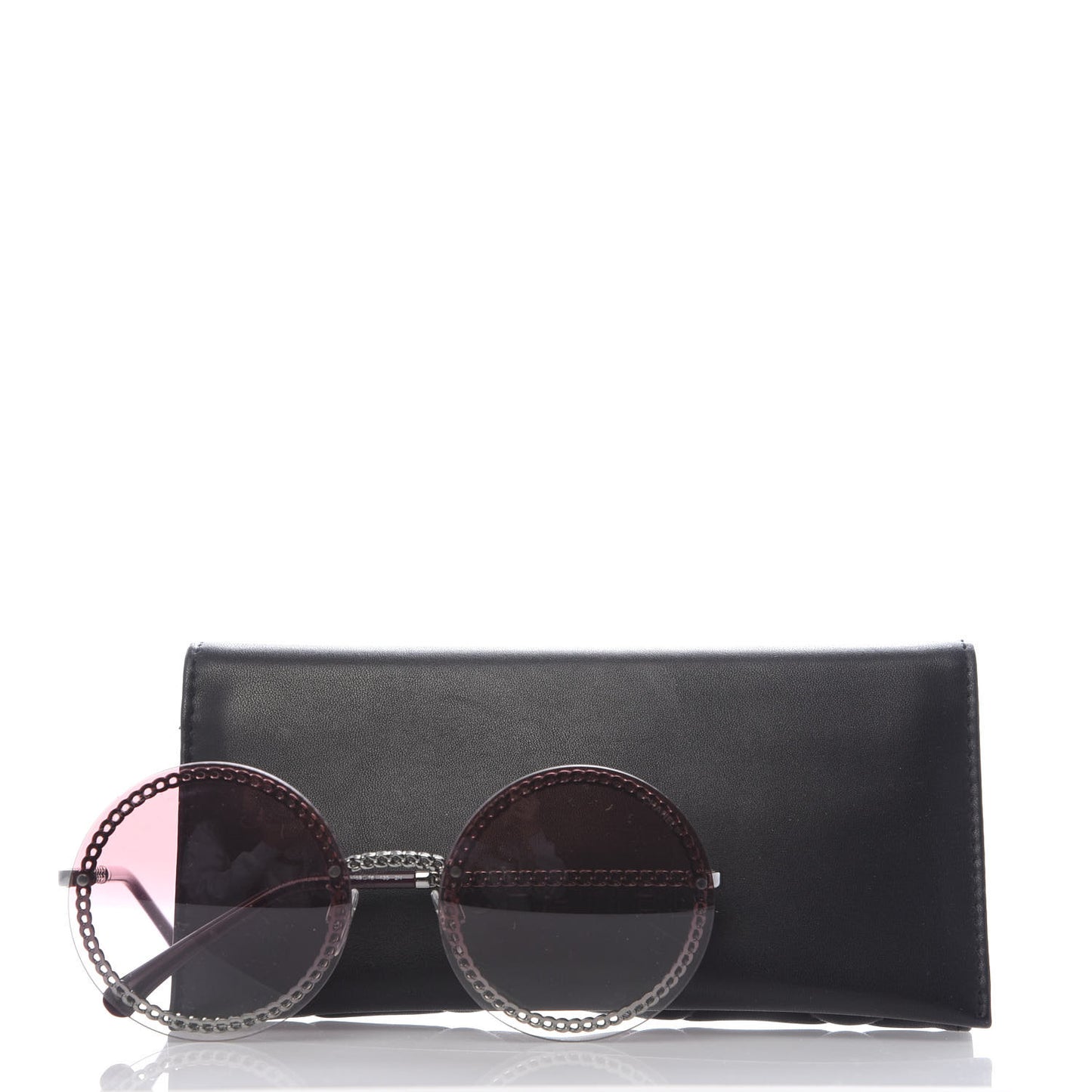 Round Removable Triple Hanging Chain Sunglasses 4245 Pink Silver