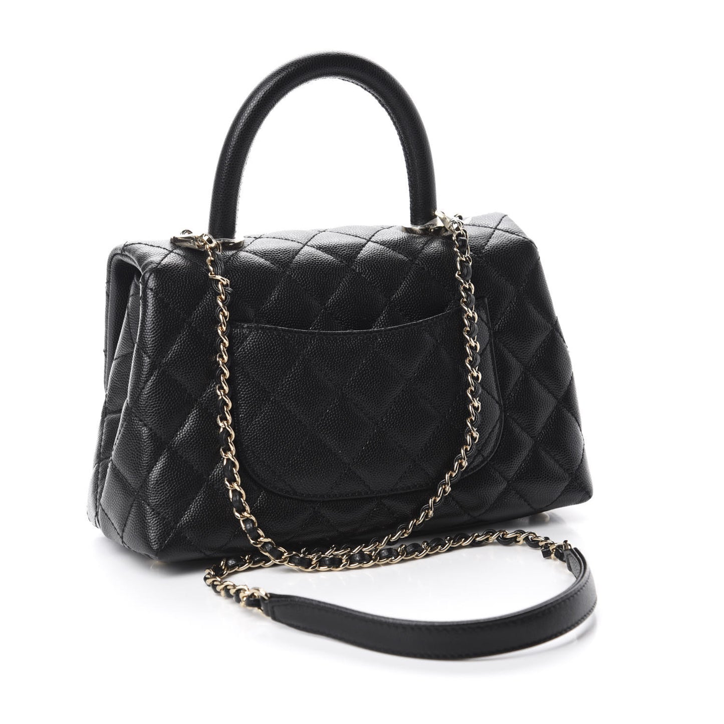 Caviar Quilted Mini Coco Handle Flap Black