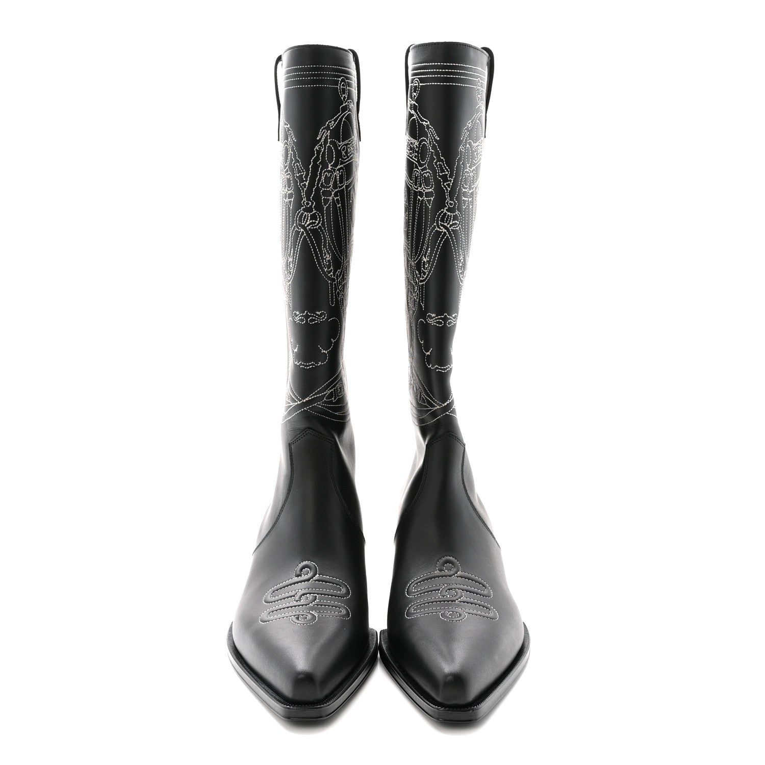Hermes Calfskin Folk 35 Boots 39 Black 3 of 9