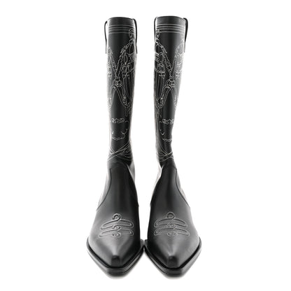 Hermes Calfskin Folk 35 Boots 39 Black 3 of 9