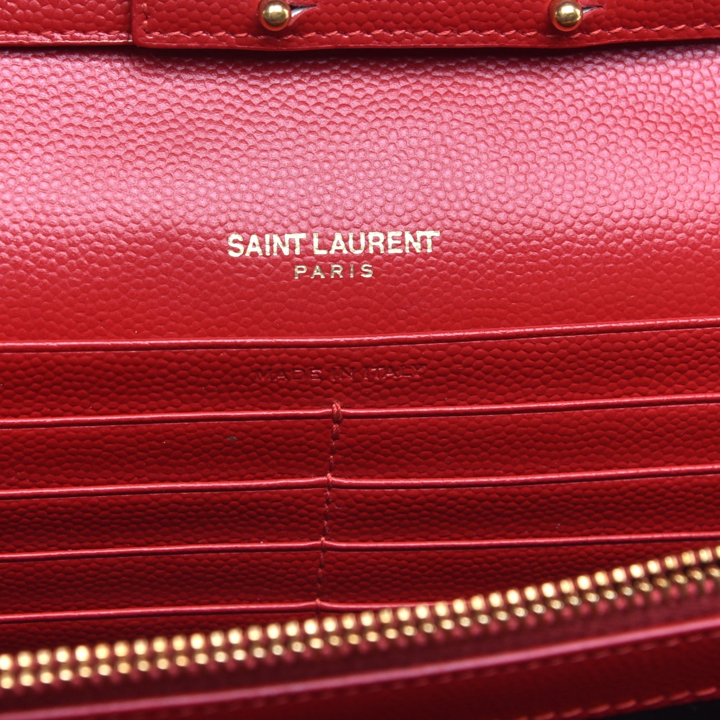 Grain De Poudre Matelasse Chevron Monogram Chain Wallet New Red