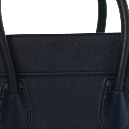 Celine Supple Calfskin Medium Phantom Luggage Navy Blue Green Trim 6 of 10