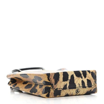 Balenciaga Smooth Calfskin Leopard Print Logo Shopping Phone Holder Bag Beige Black 4 of 8