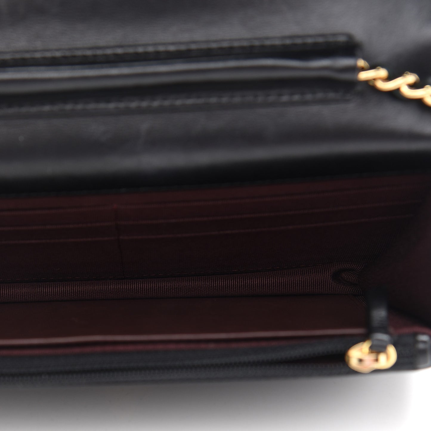 Lambskin Quilted Wallet On Chain WOC Black