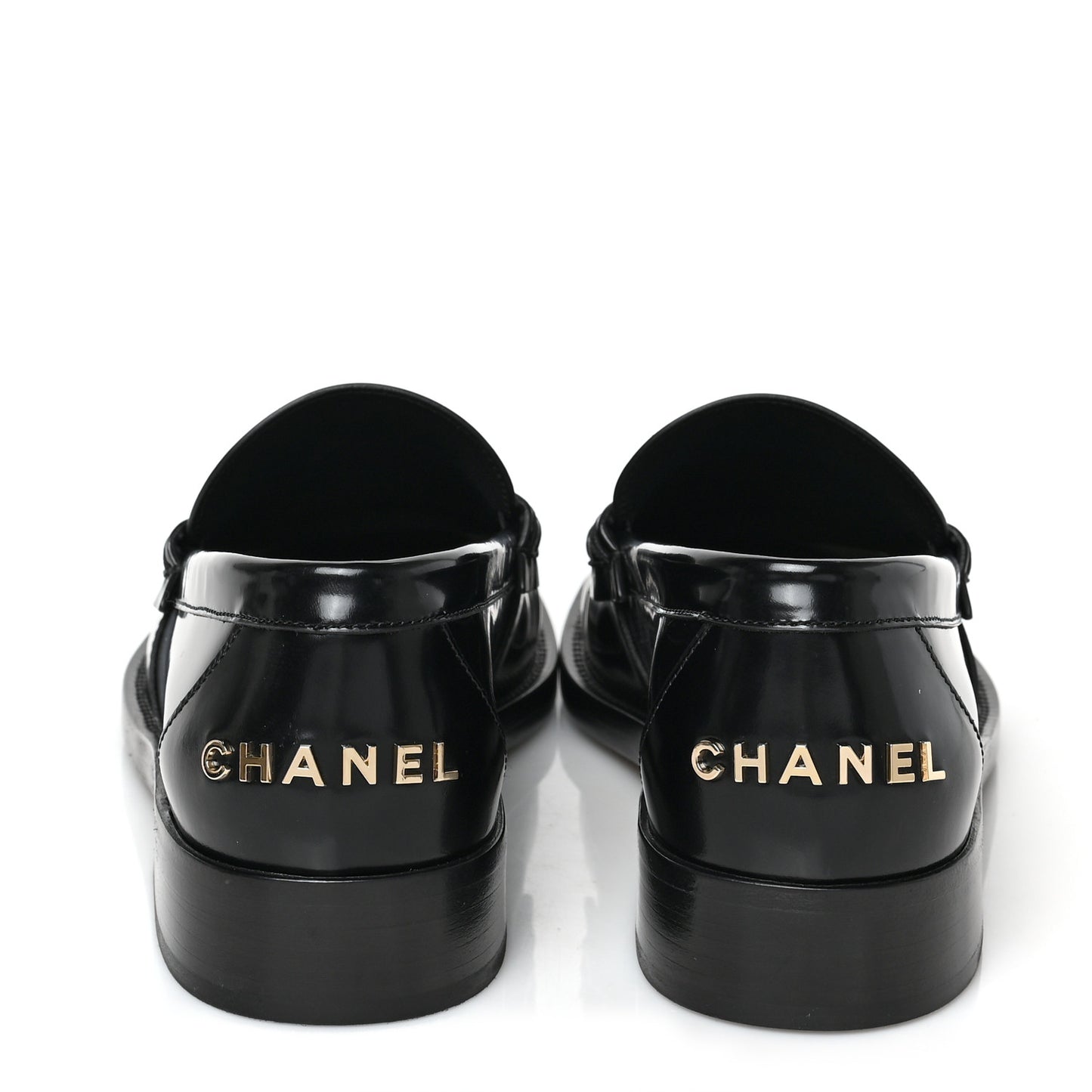 Shiny Calfskin Logo Loafers 38.5 Black