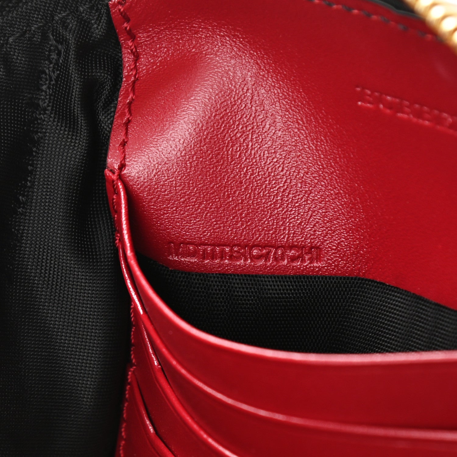 Burberry Signature Grain Calfskin Check Embossed Peyton Crossbody Clutch Bag Military Red 7 of 11