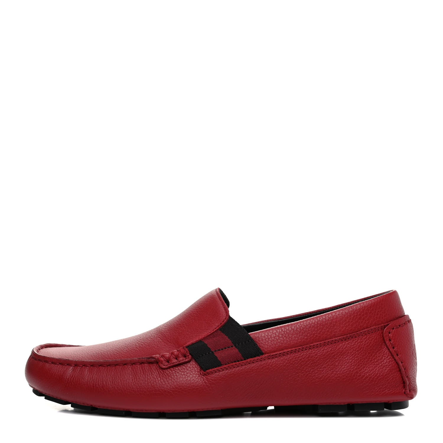 Gucci Calfskin Web Mens Driver Loafers 7 Red 1 of 9