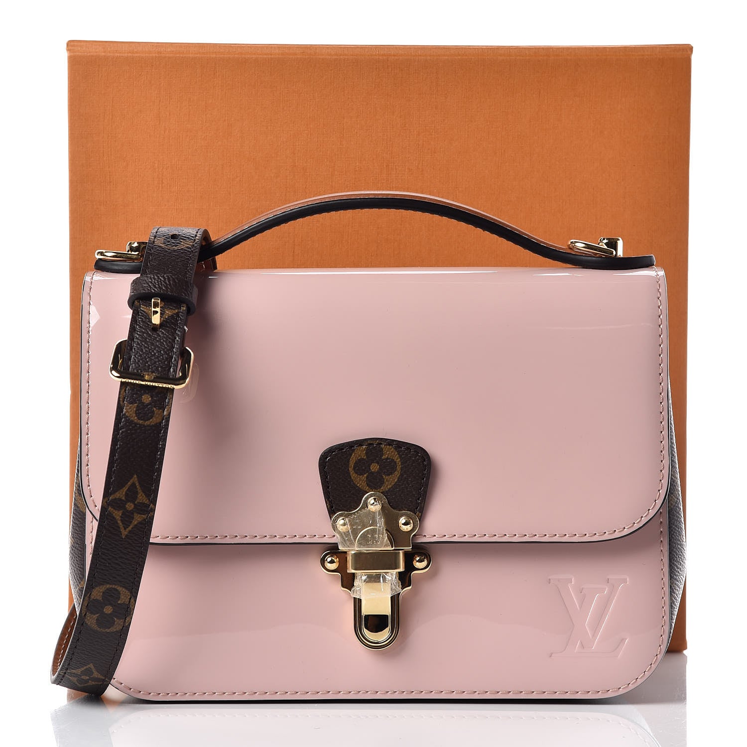 Louis Vuitton Patent Calfskin Monogram Cherrywood BB Rose Ballerine 9 of 9