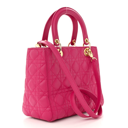 Christian Dior Lambskin Cannage Medium Lady Dior Fuchsia 3 of 11