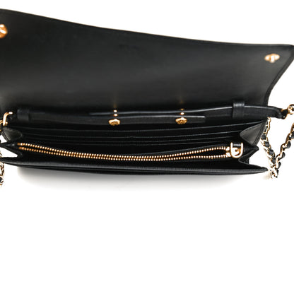 Prada Saffiano Metal Oro Chain Wallet Black 5 of 9