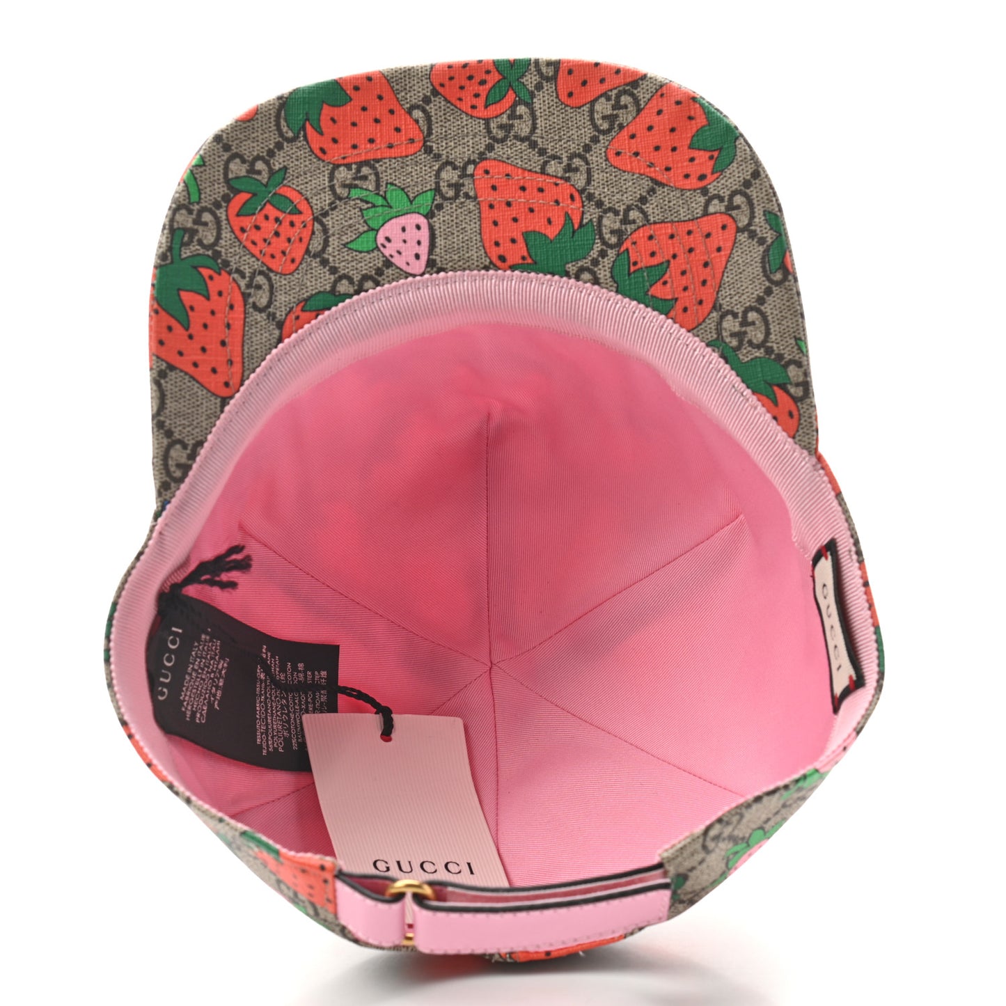 GG Supreme Monogram Strawberry Baseball Hat L Beige