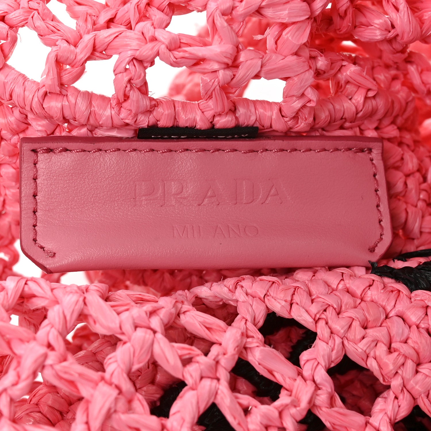 Prada Yarn Raffia Effect Crochet Logo Embroidered Tote Bag Petalo 6 of 9