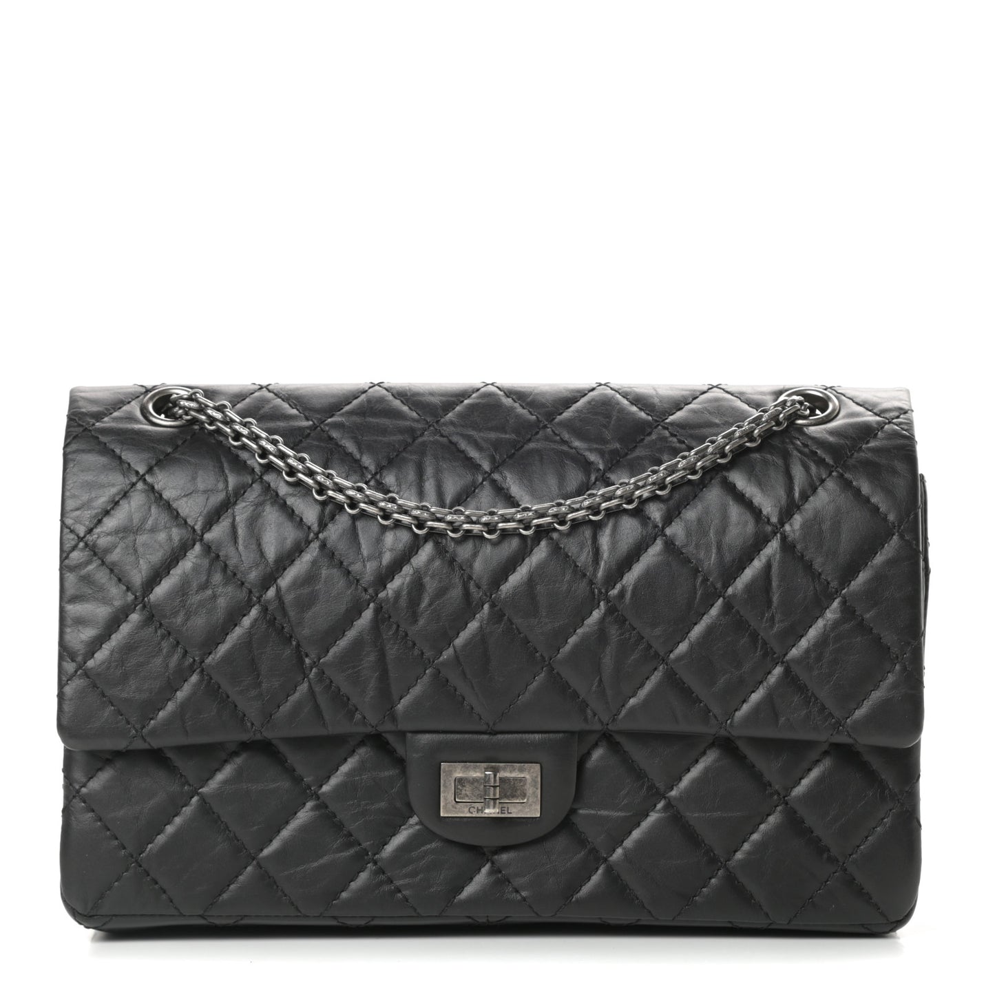 Aged Calfskin Quilted 2.55 Reissue 226 Flap Black