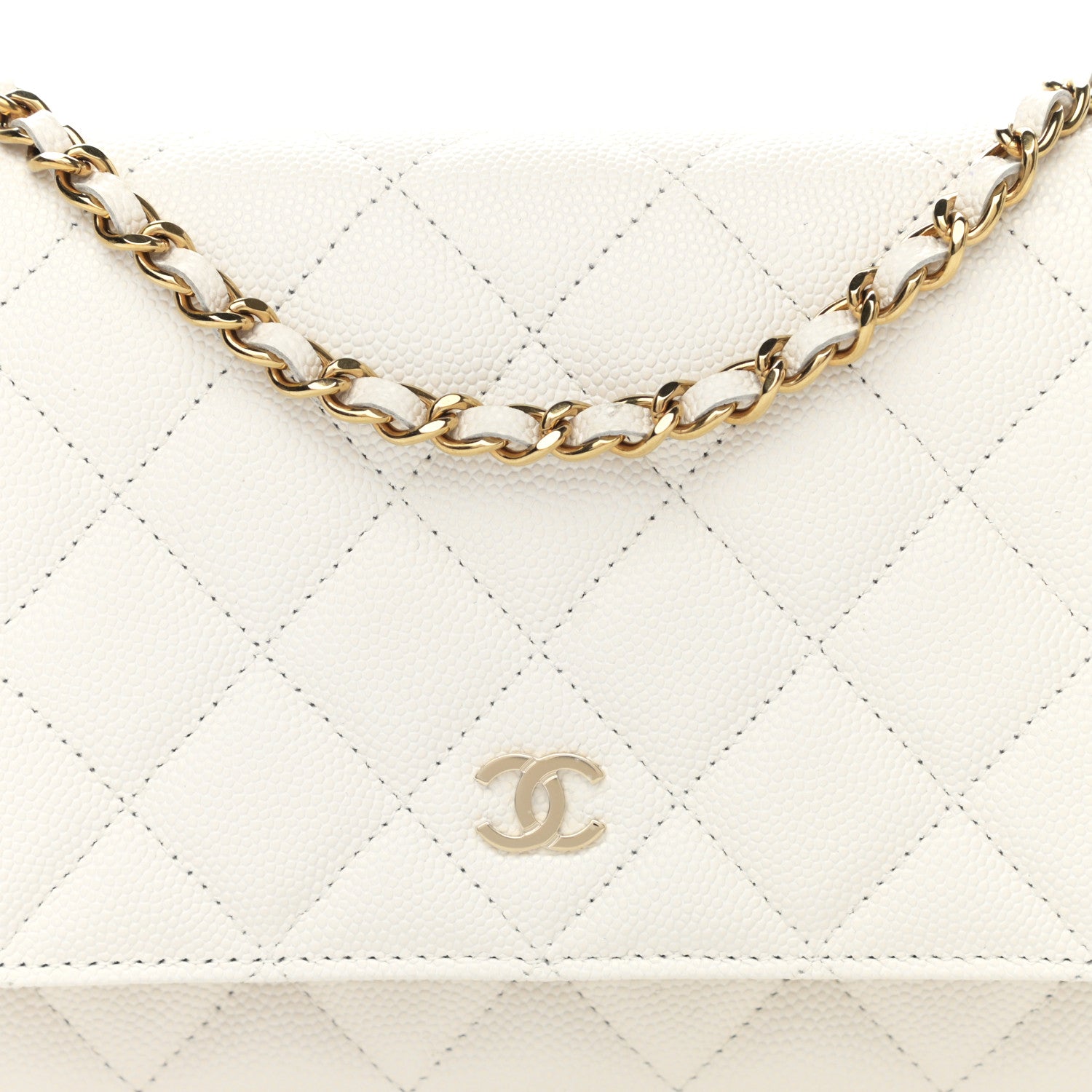 Chanel Caviar Quilted Wallet On Chain WOC White 9 of 12