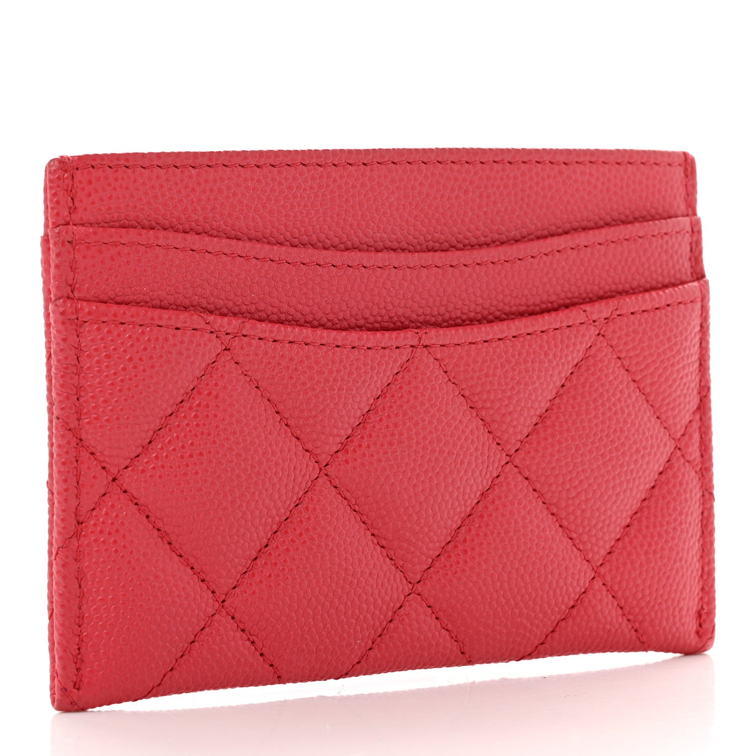 Chanel Caviar Quilted Card Holder Dark Pink 3 of 8