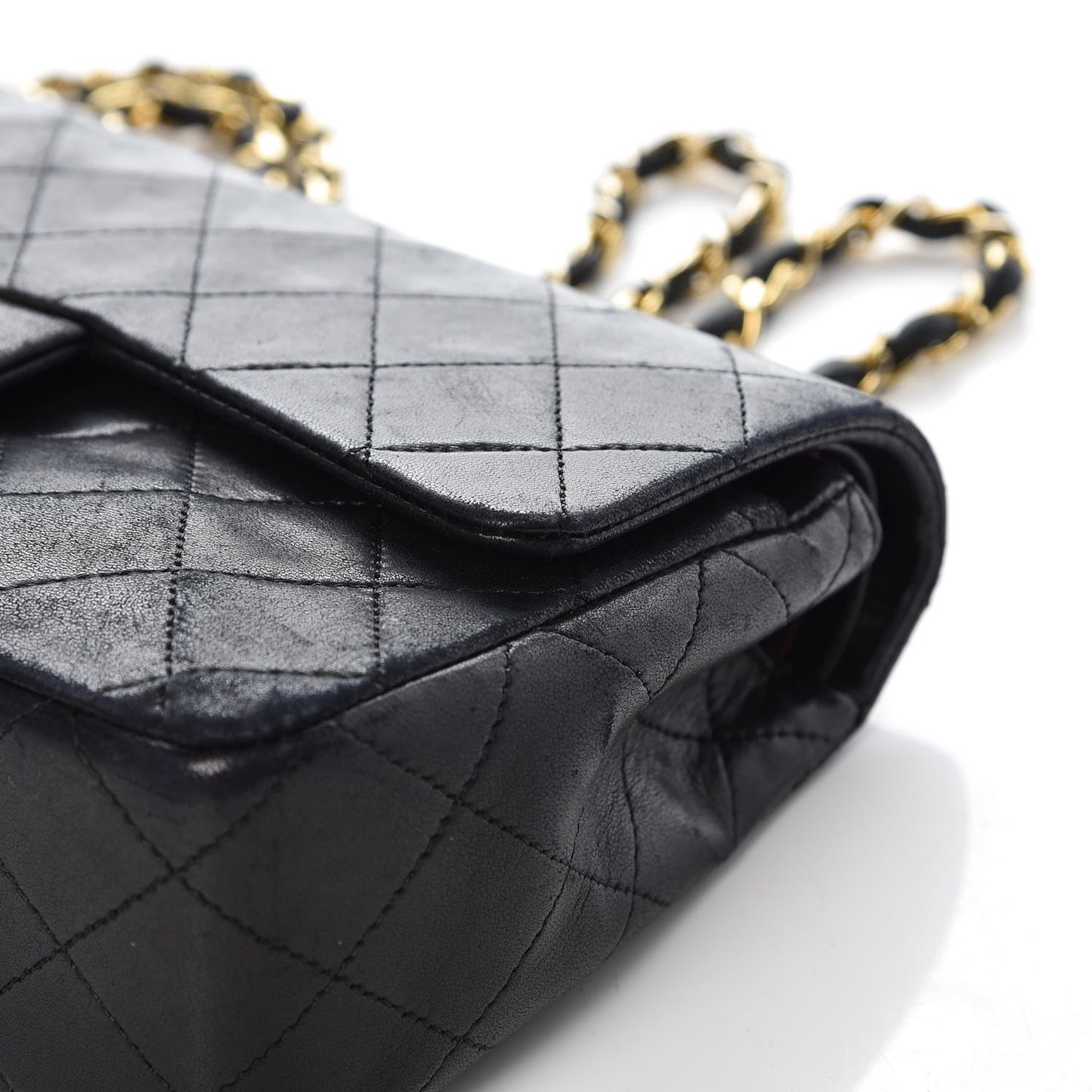 Lambskin Quilted Small Double Flap Black