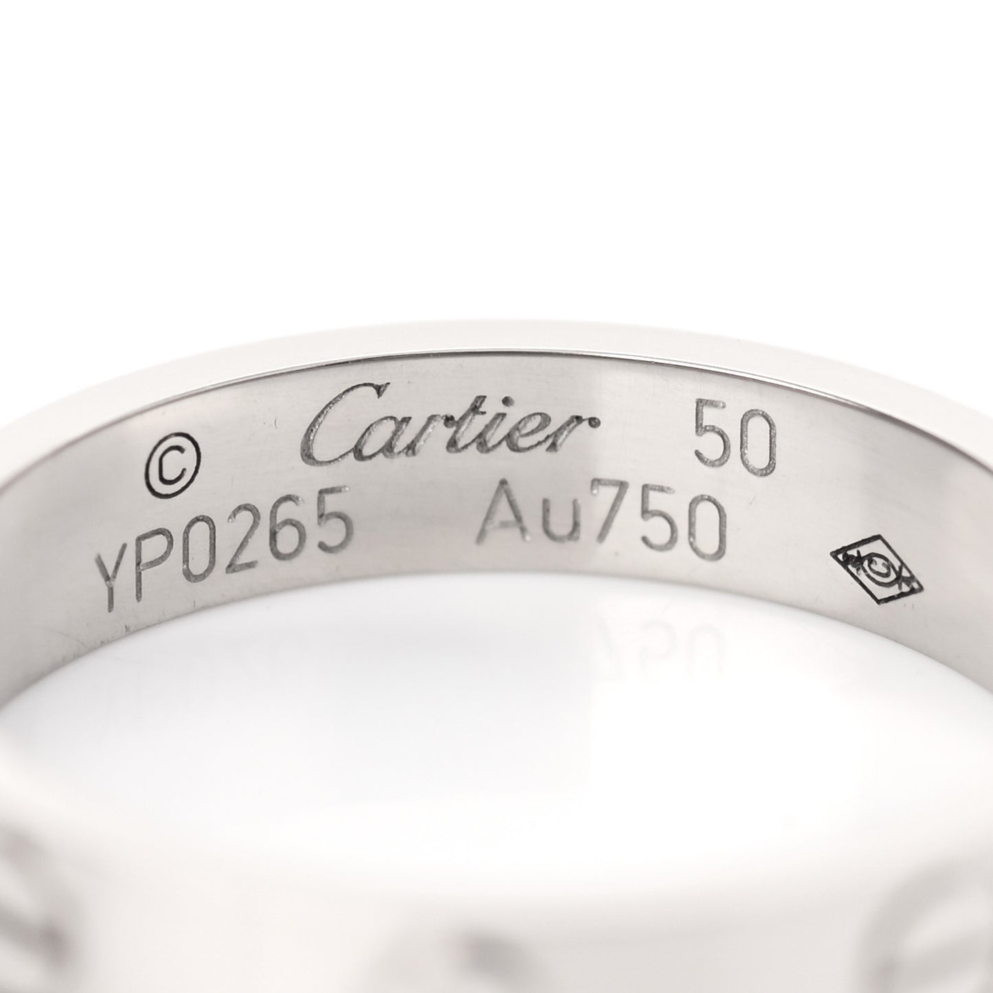 18K White Gold 3.5mm LOVE Wedding Band Ring 50 5.25