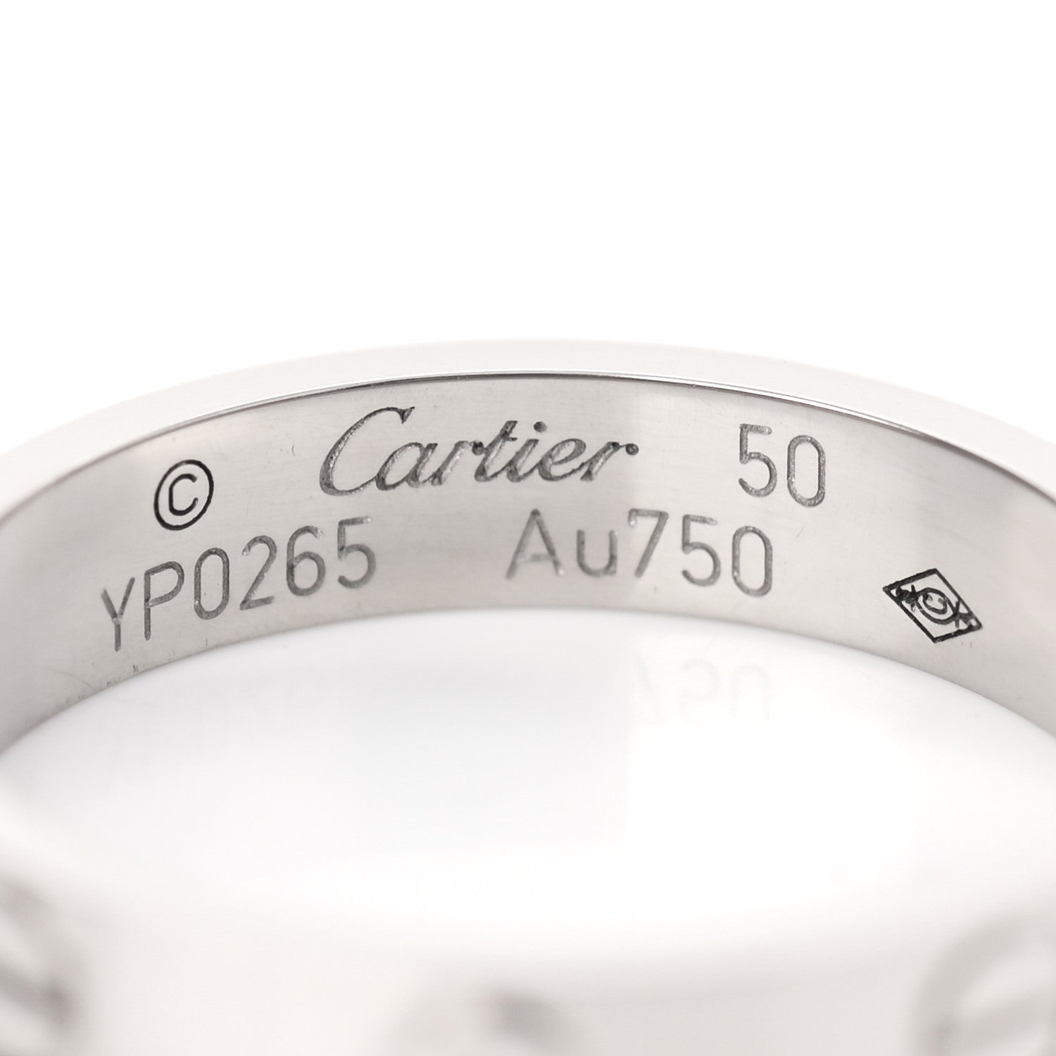 Cartier 18K White Gold 3.5mm LOVE Wedding Band Ring 50 5.25 4 of 5