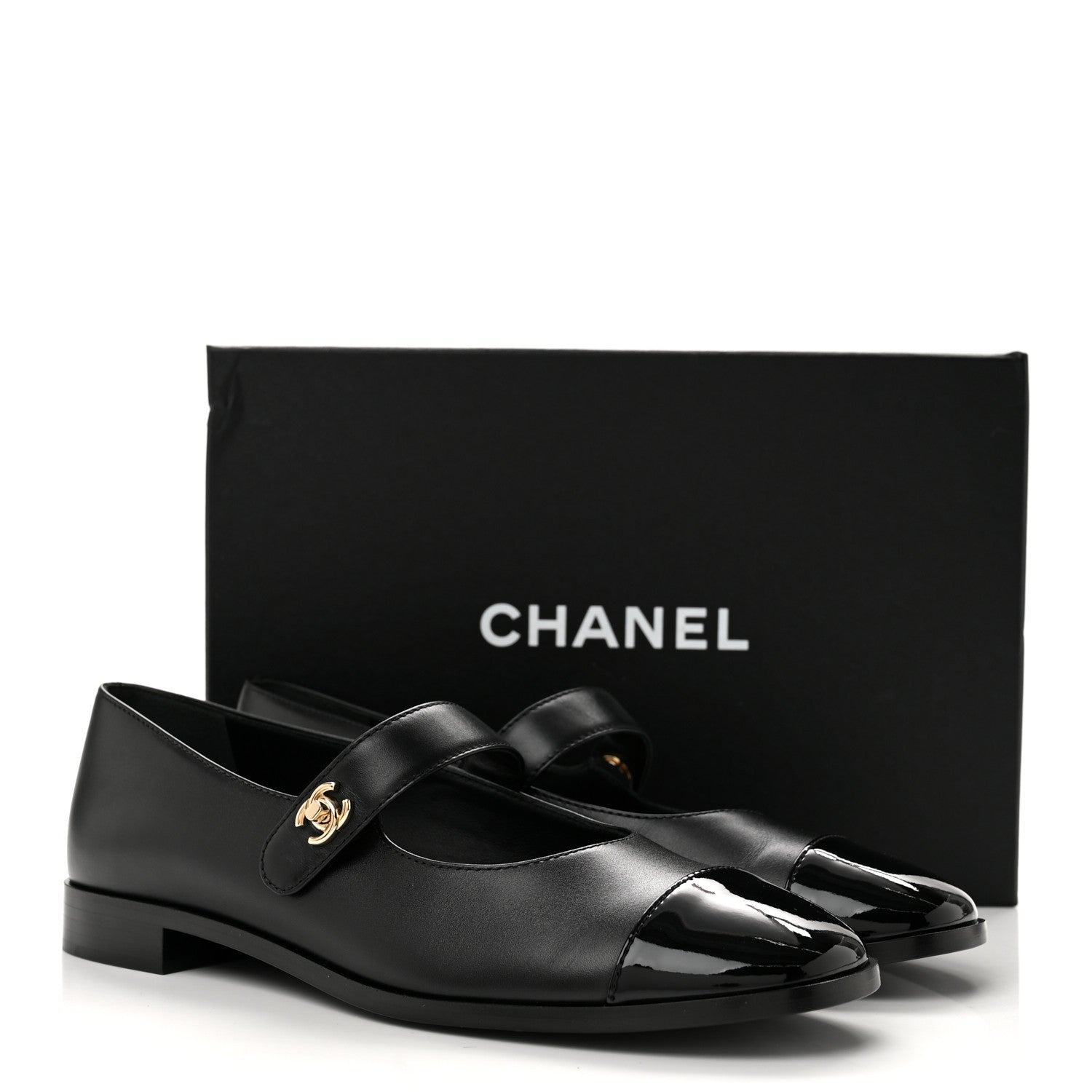 Chanel Calfskin Patent Mary Janes Flats 41 Black 11 of 11