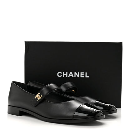 Chanel Calfskin Patent Mary Janes Flats 41 Black 11 of 11