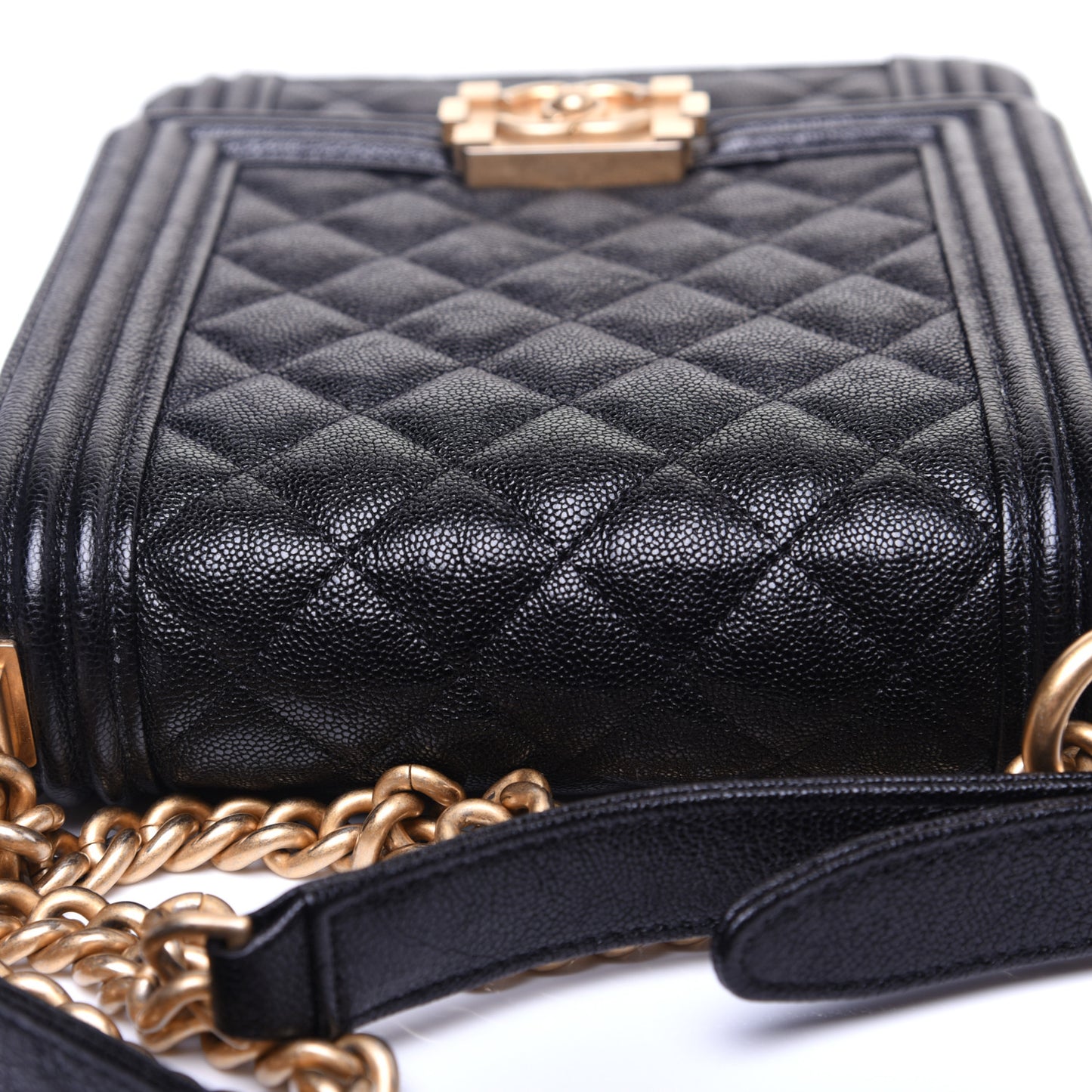 Caviar Quilted North South Boy Flap Black