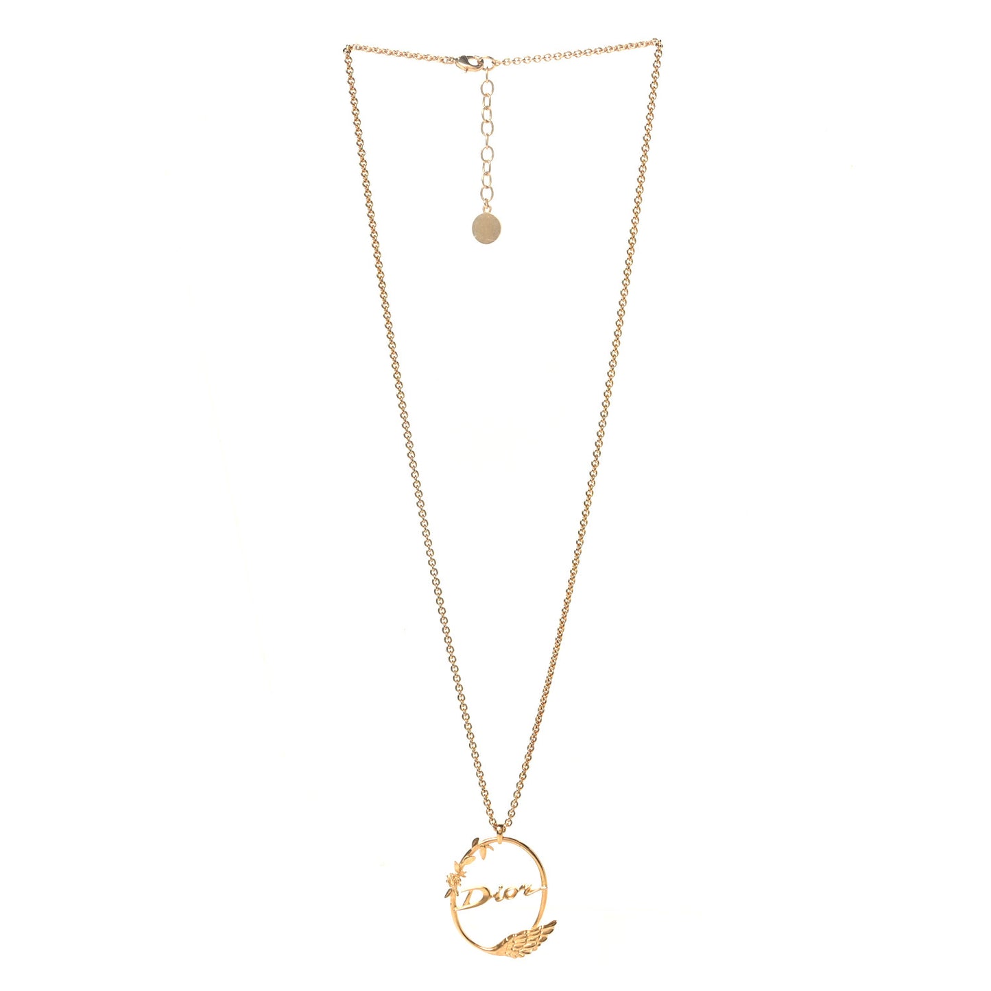 Metal Script Logo Necklace Gold
