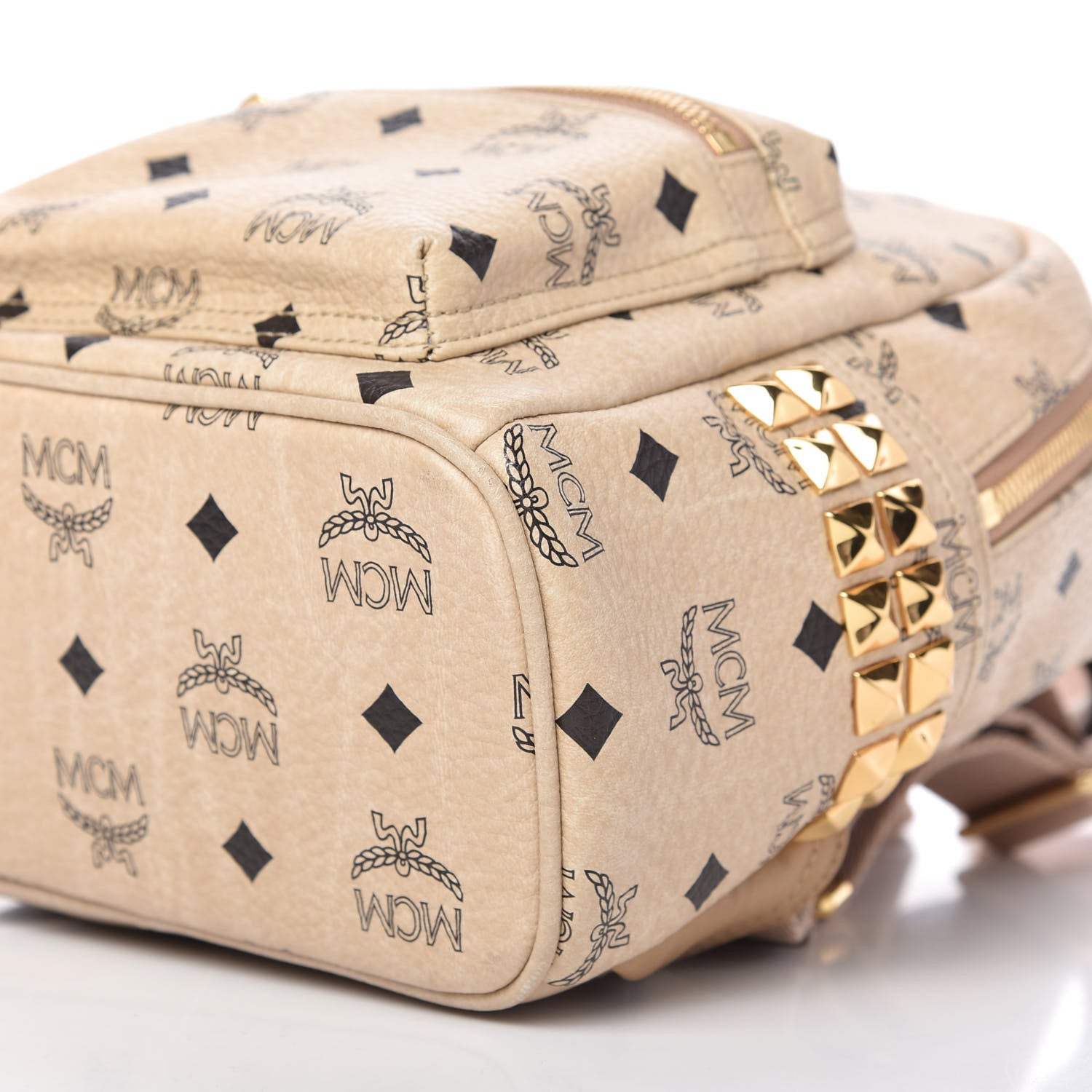 MCM Visetos Side Stud Mini Stark Backpack Beige 7 of 9