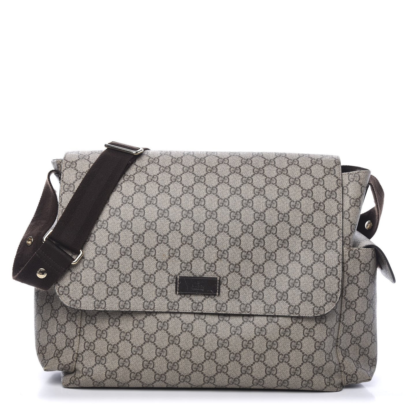 GG Plus Monogram Messenger Diaper Bag Dark Brown