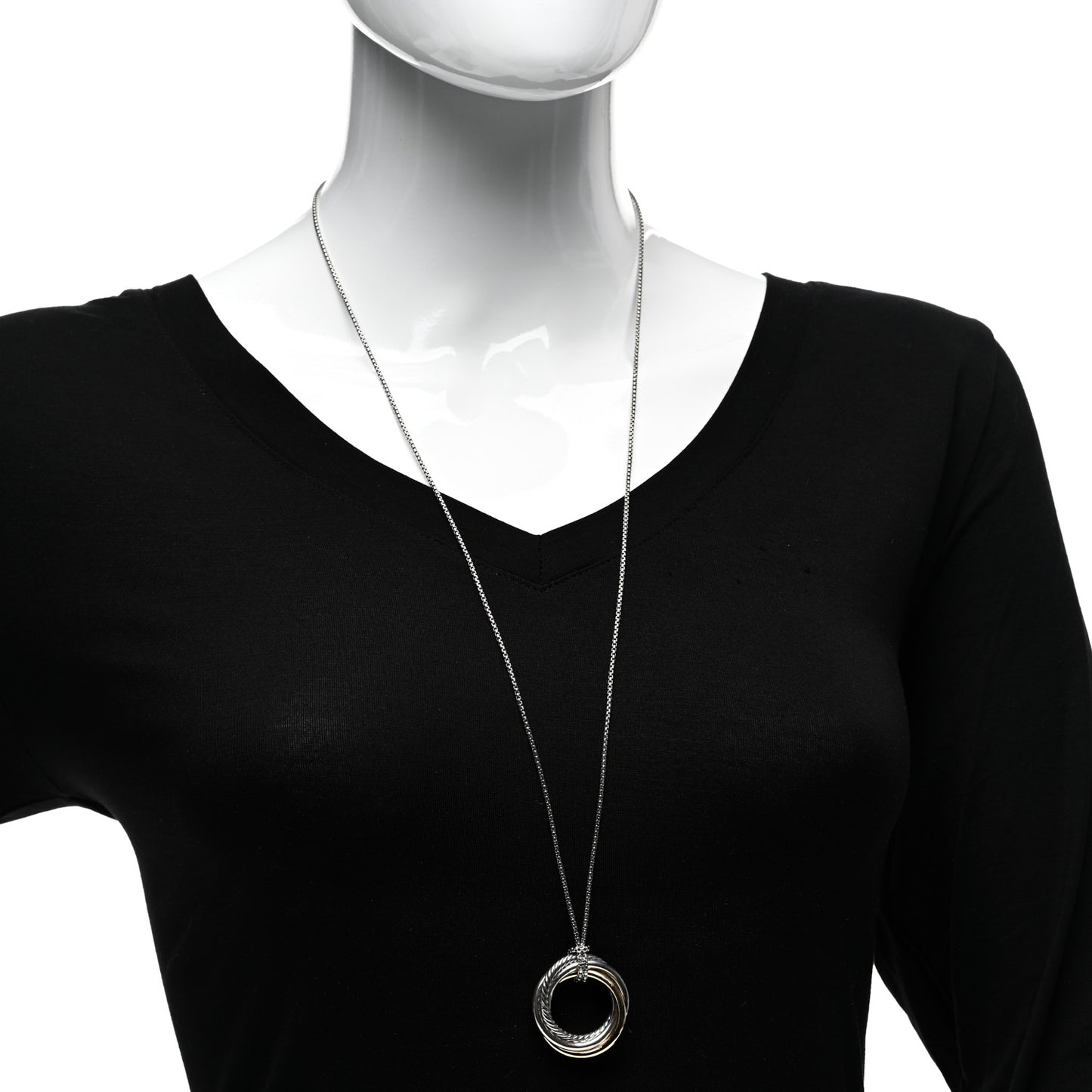 Sterling Silver 14K Yellow Gold 28mm Crossover Pendant Necklace