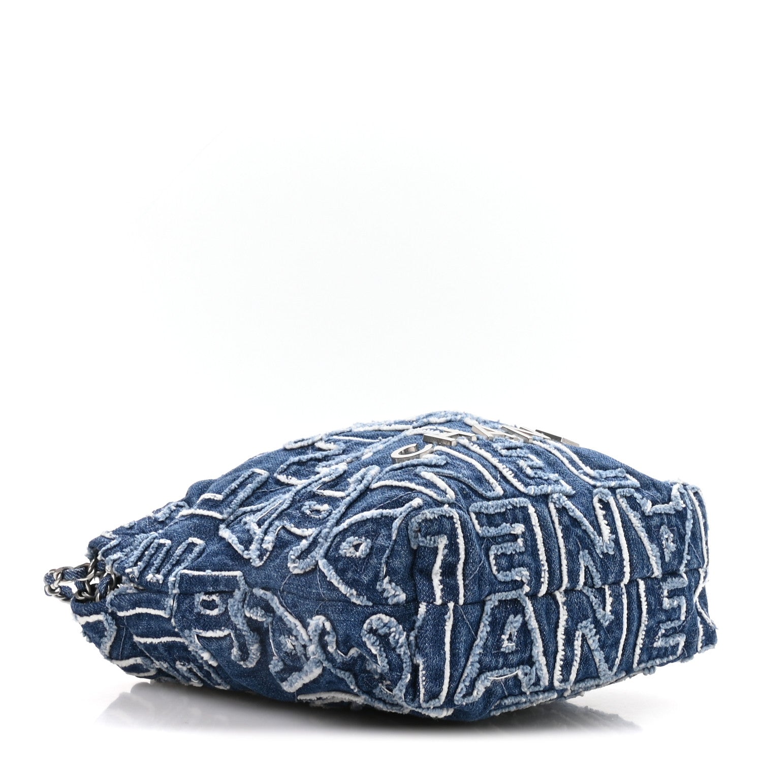 Chanel Washed Denim Logo Embroidered Mini Chanel 22 Blue 4 of 11