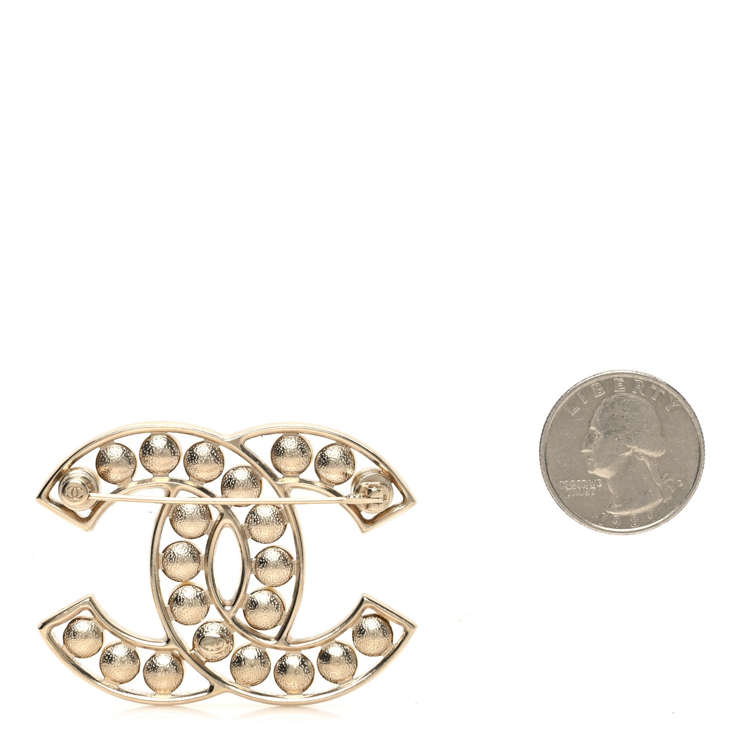Pearl CC Brooch Light Gold