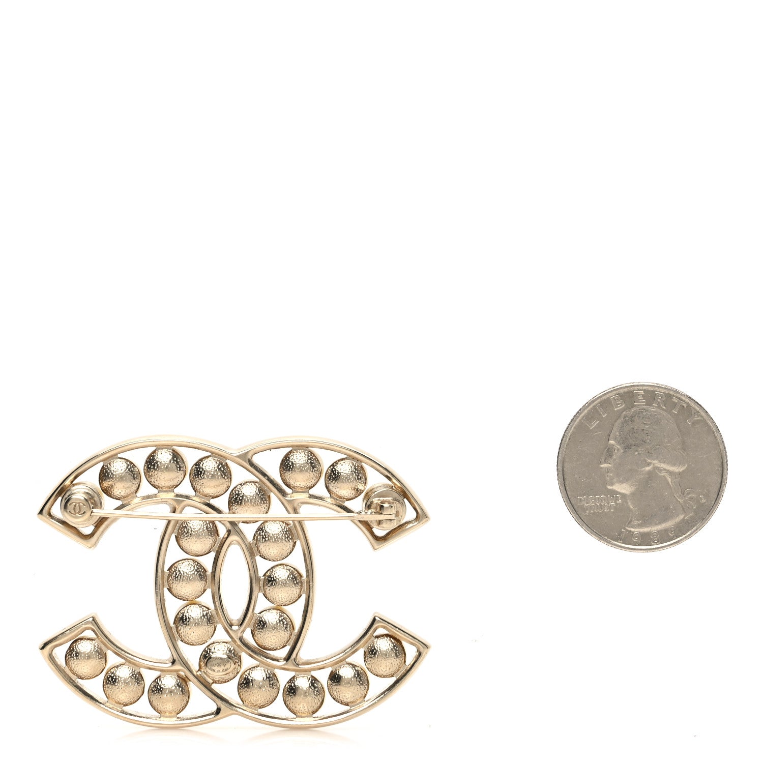 Chanel Pearl CC Brooch Light Gold 2 of 4