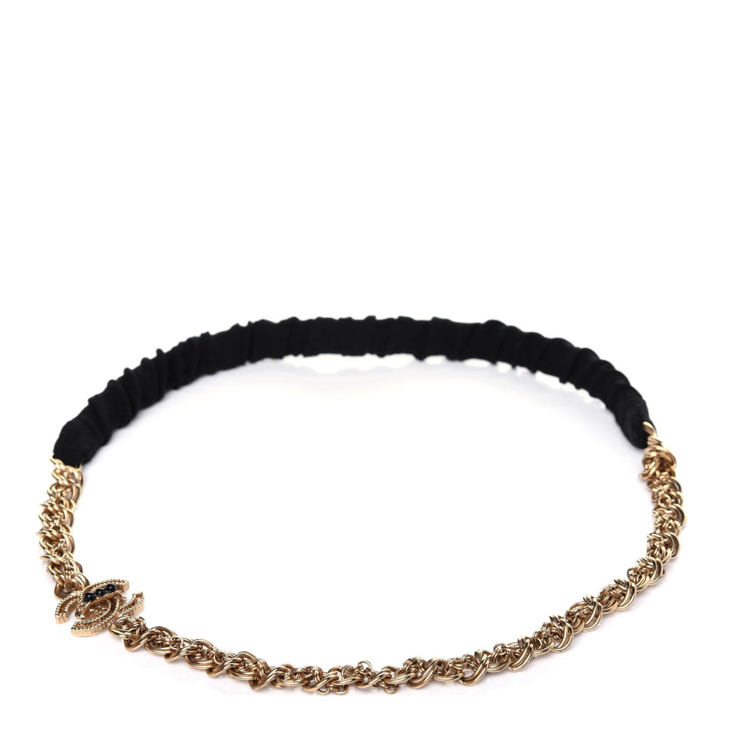 Metal Beaded CC Chain Headband Gold Black