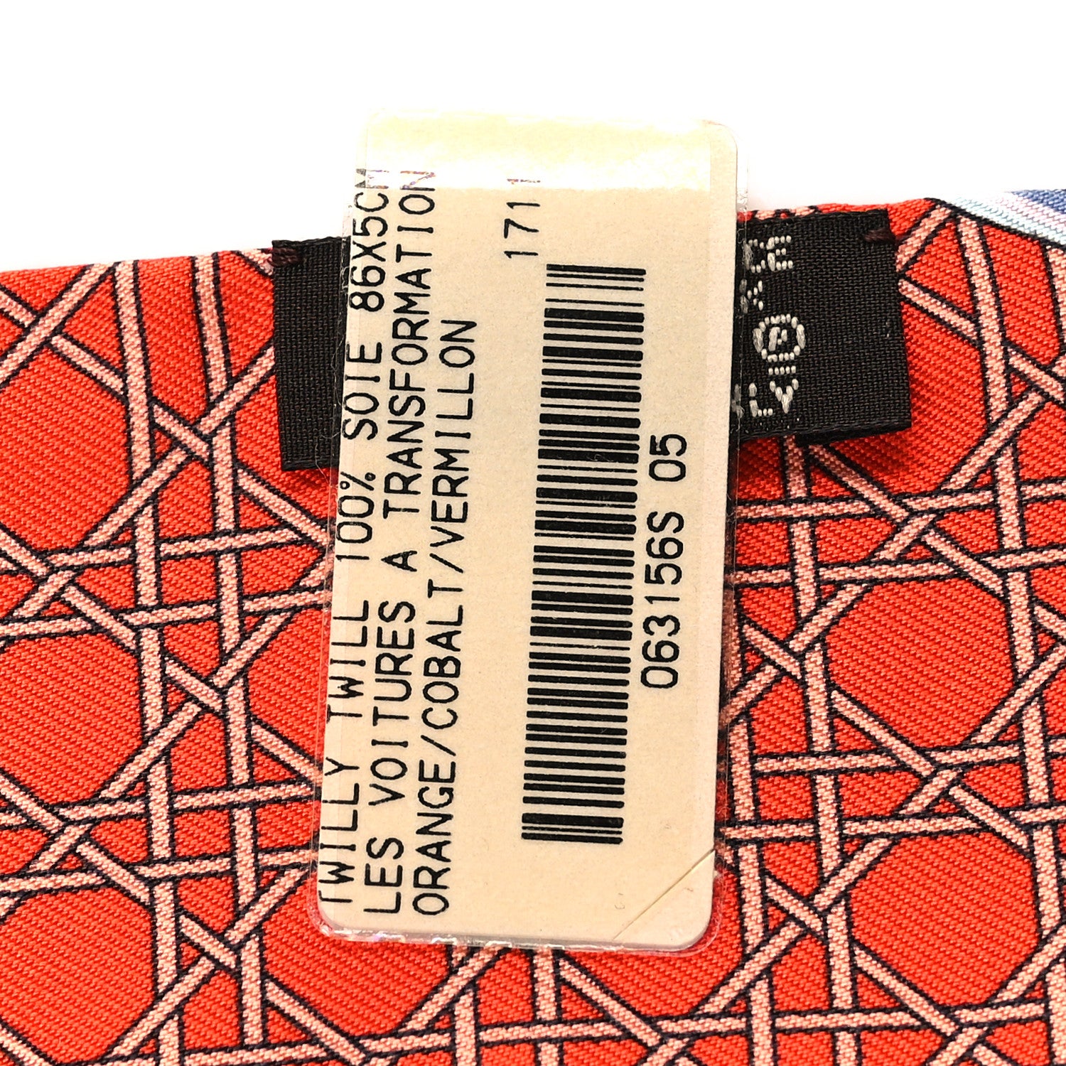 Hermes Silk Les Voitures A Transformation Twilly Orange Cobalt Vermillon 3 of 4