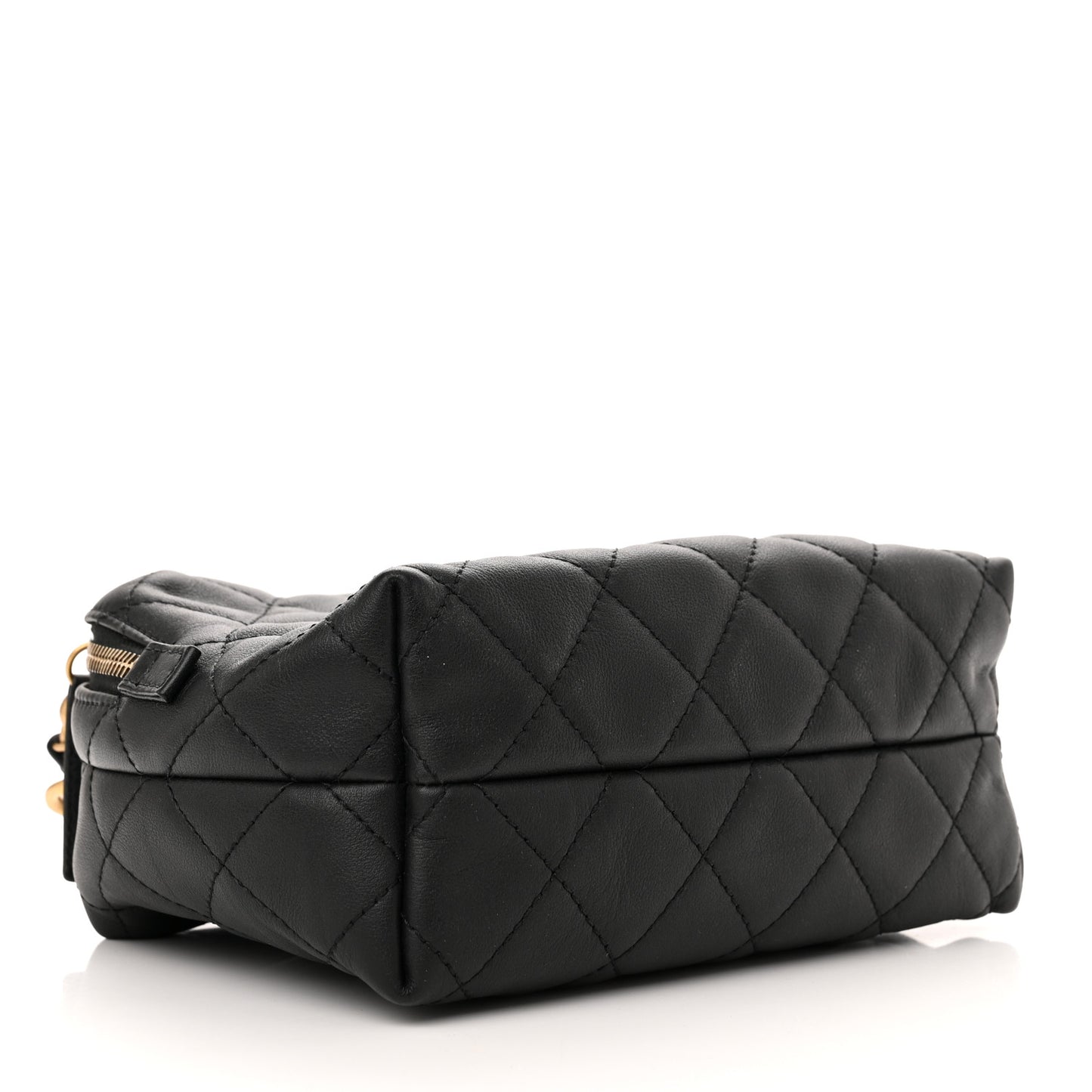 Calfskin Quilted Mini Bowling Bag Black