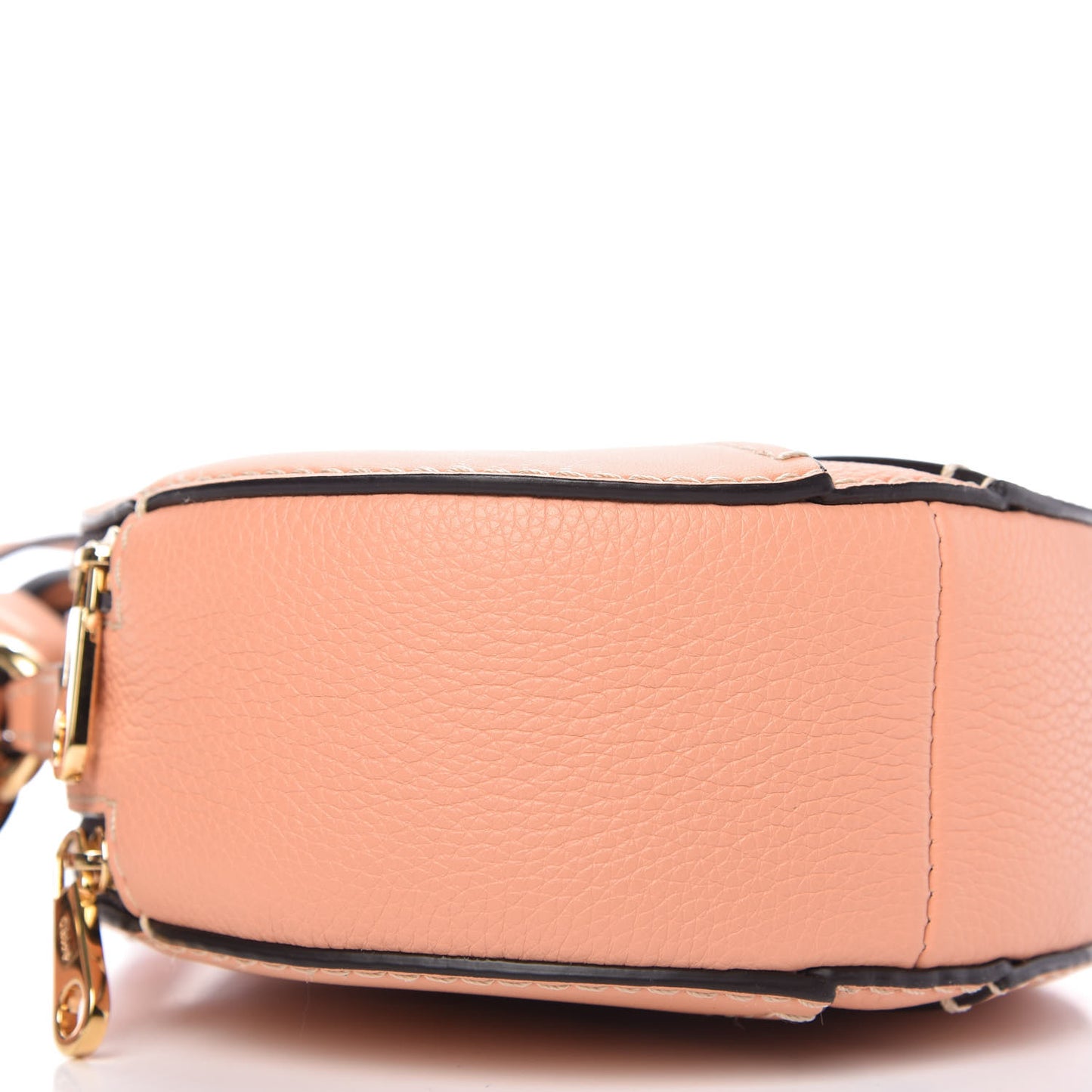Grained Shiny Calfskin Mini Round Daria Bag Peach Bloom