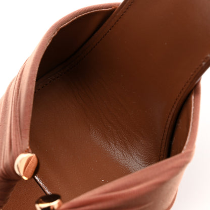 Saint Laurent Mesh Calfskin Ruched Lola 90 Mules 40 Dark Cappuccino 8 of 10