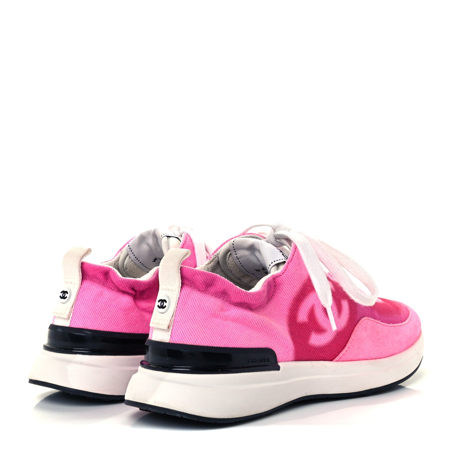 Chanel Denim Suede Calfskin Womens CC Sneakers 36 Pink 4 of 10