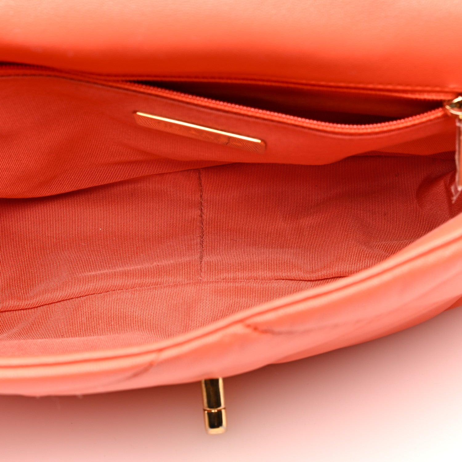 Chanel Goatskin Quilted Medium Chanel 19 Flap Orange 5 of 10