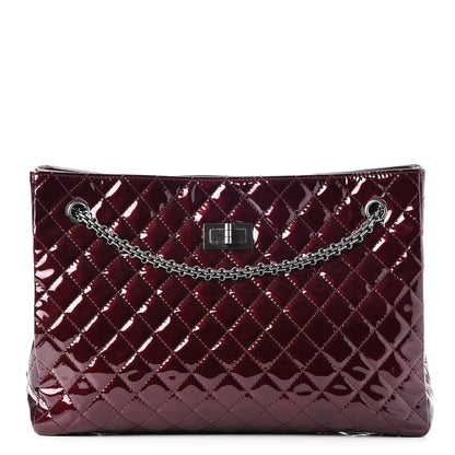Chanel Patent Calfskin Quilted Reissue 2.55 Tote Burgundy 1 of 8