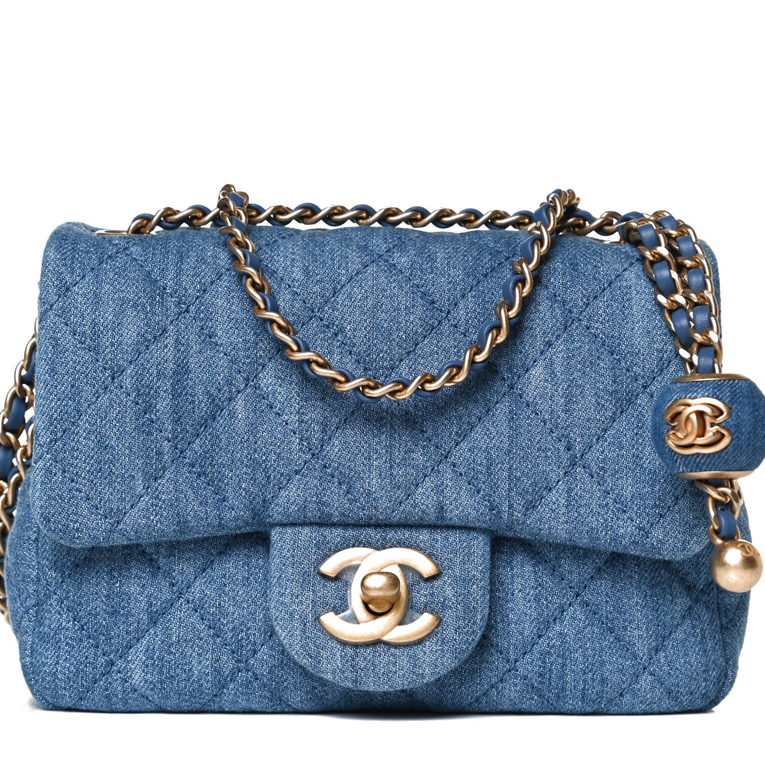 Chanel Denim Quilted Mini Pearl Crush Flap Blue 8 of 12