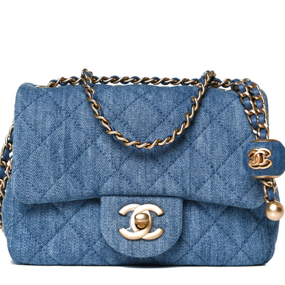 Chanel Denim Quilted Mini Pearl Crush Flap Blue 8 of 12