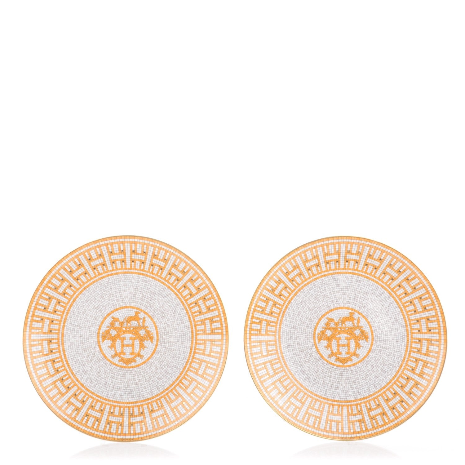 Hermes Porcelain Mosaique au 24 Dessert Plate Set of 2 1 of 5