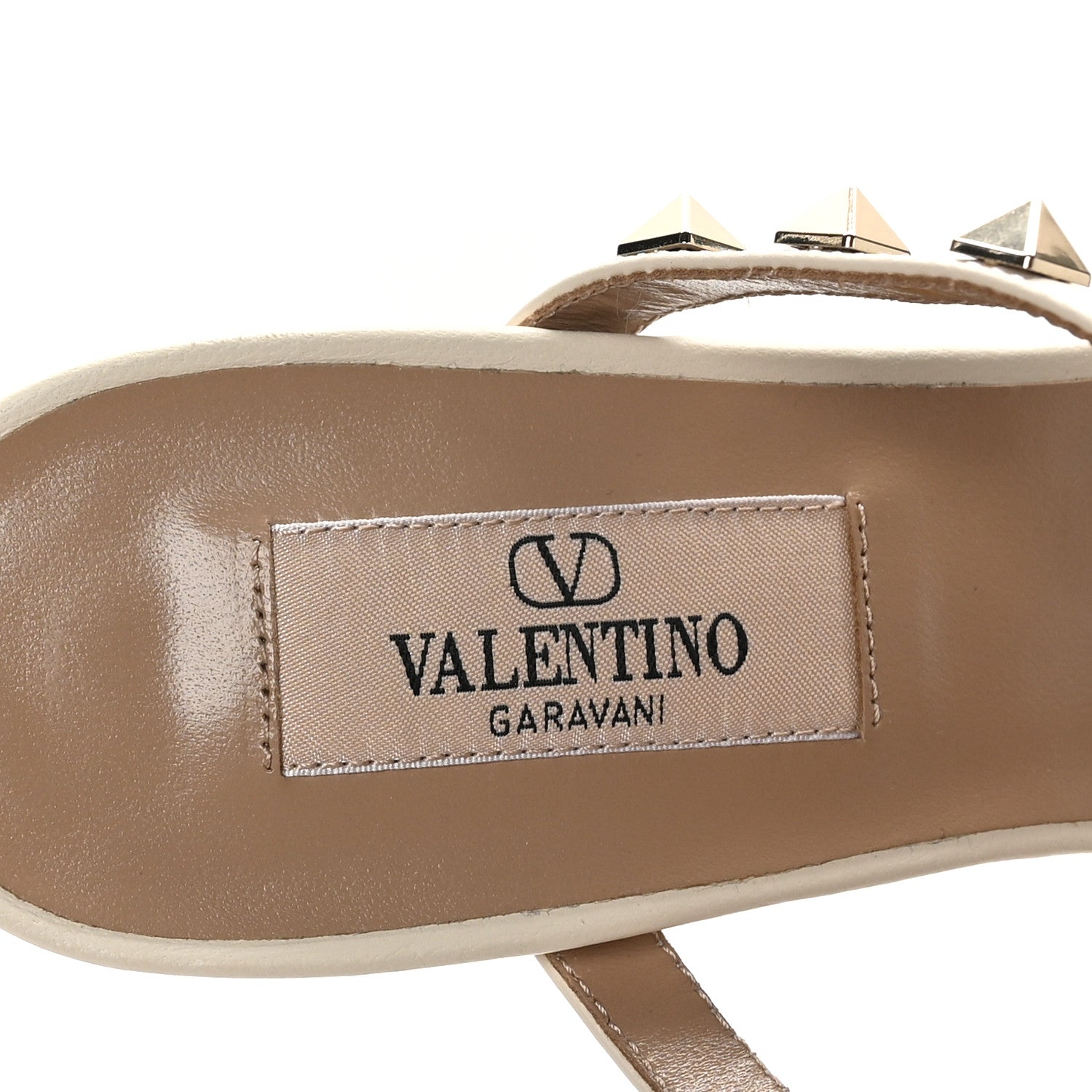 Valentino Garavani Calfskin Nappa Rockstud 60mm Caged Slide Sandals 36.5 Light Ivory 8 of 9