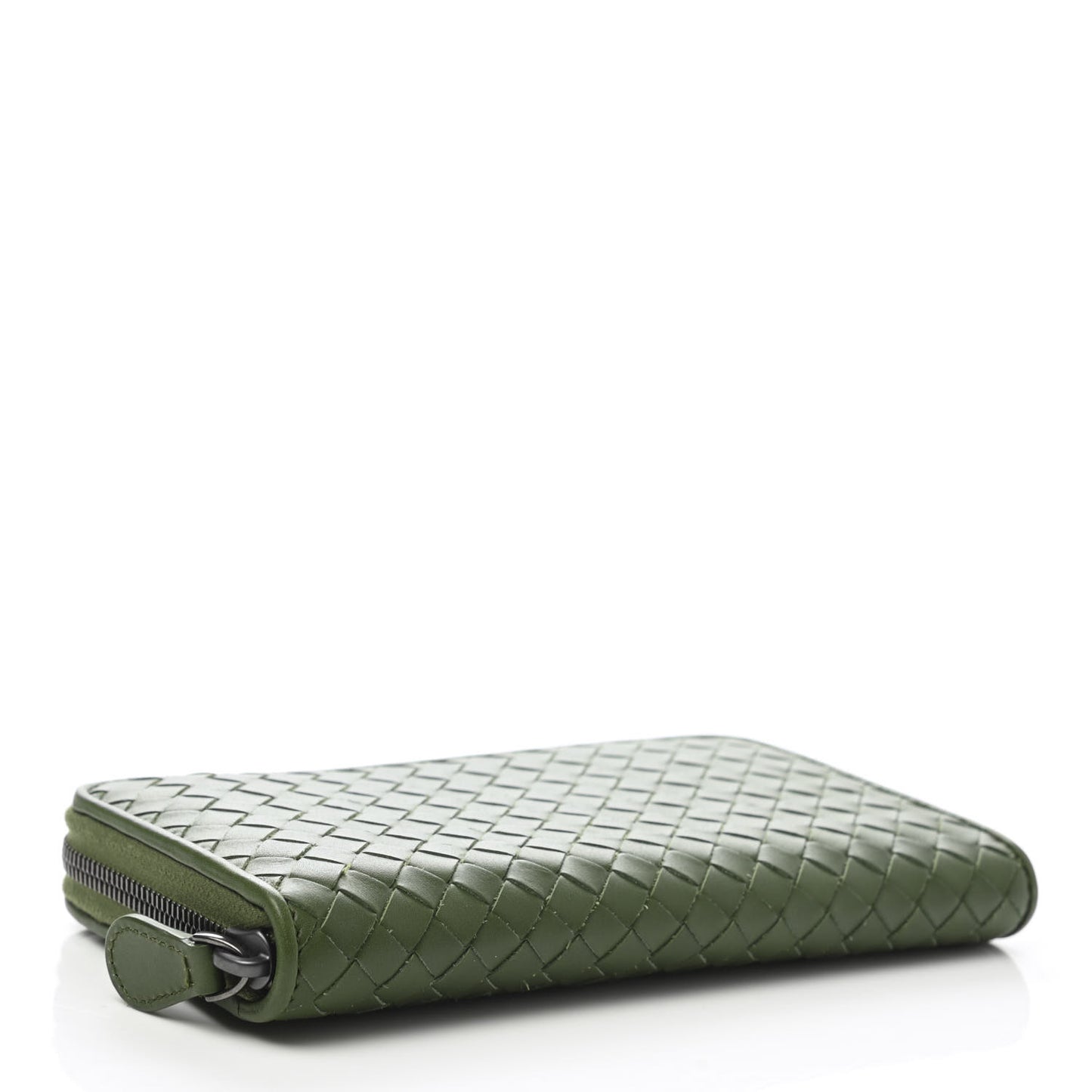 Nappa Intrecciato Zip Around Wallet Moss