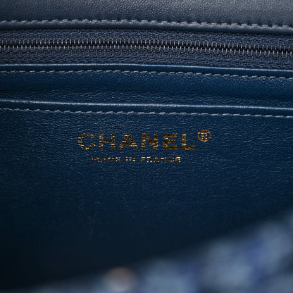 Chanel Tweed Braid Medium Flap Navy Blue Multicolor 6 of 13