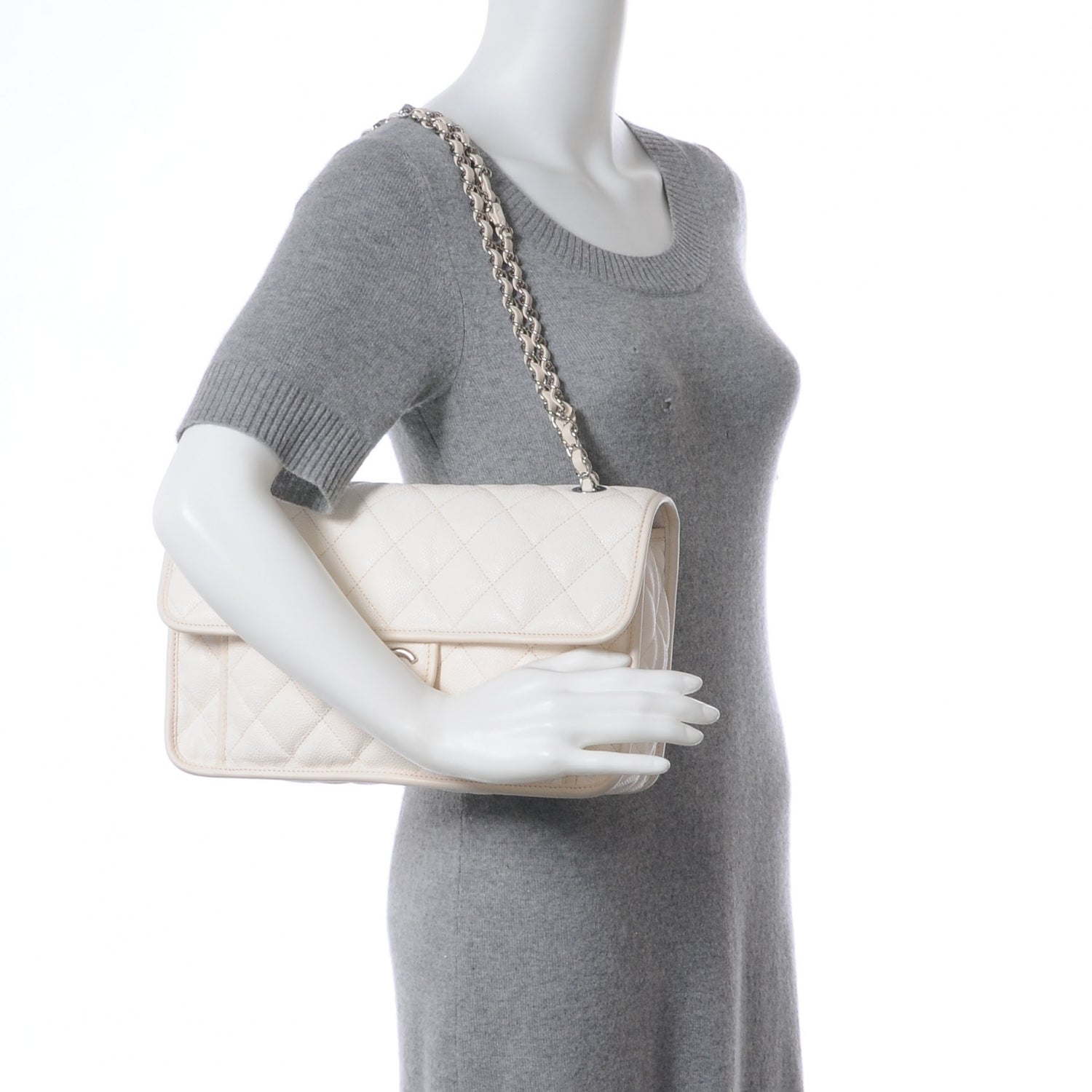 Chanel Caviar French Riviera Large Flap White 2 of 8